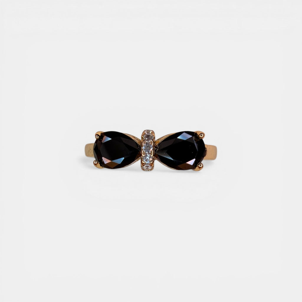 Black Bow 18k Gold Plated Ring