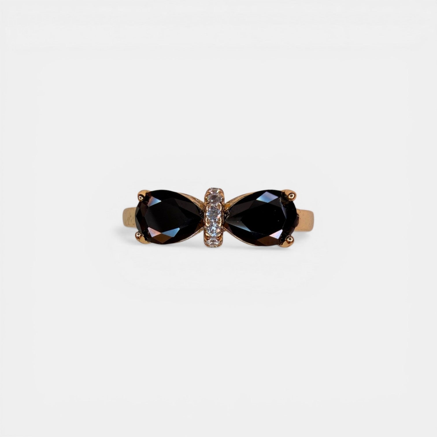 Black Bow 18k Gold Plated Ring