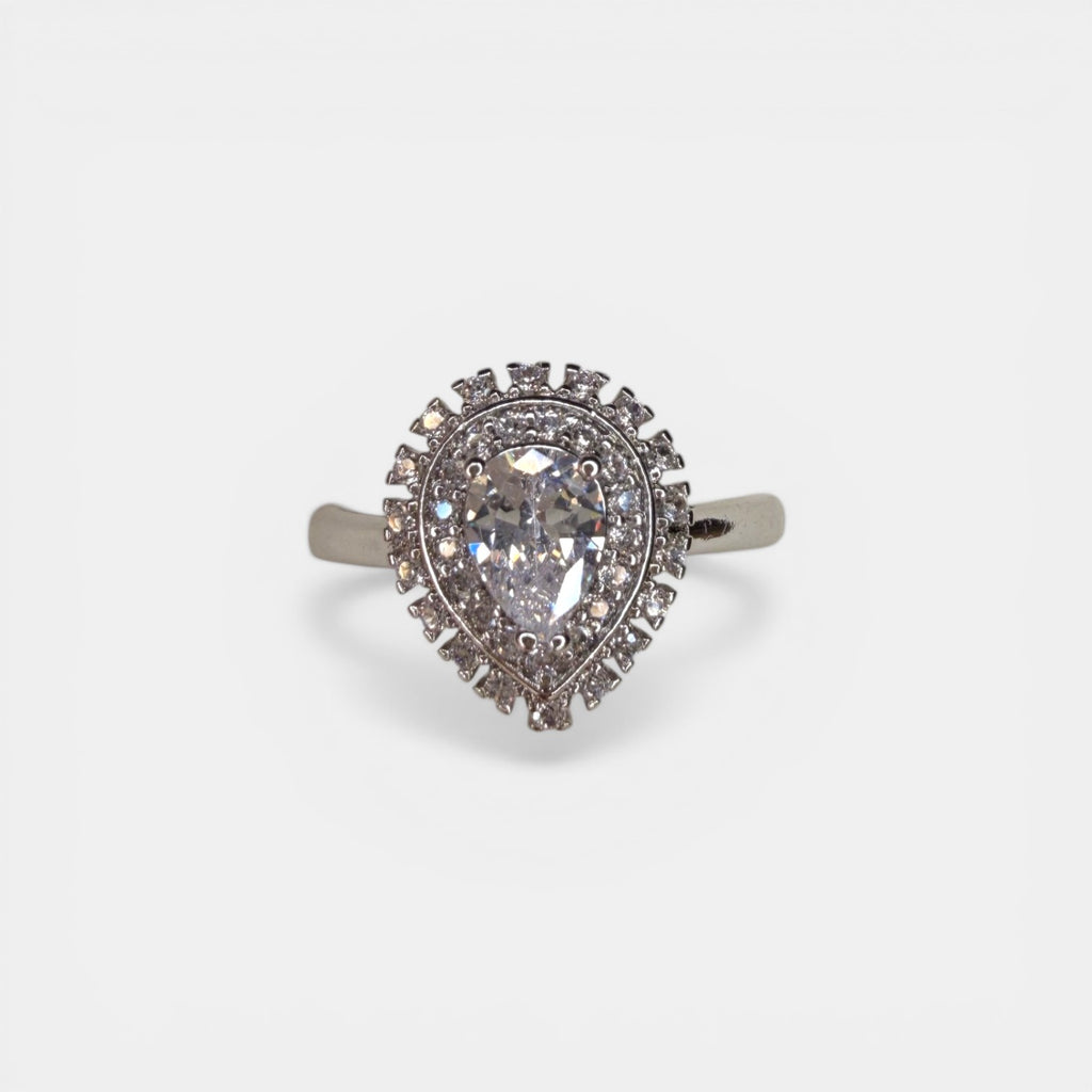 Dewdrop White Gold Plated Ring