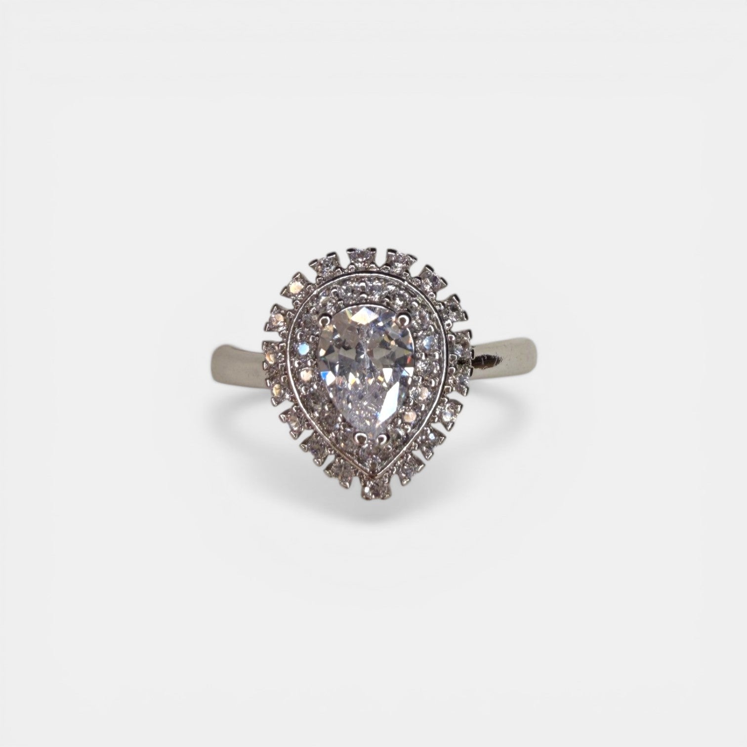 Dewdrop White Gold Plated Ring
