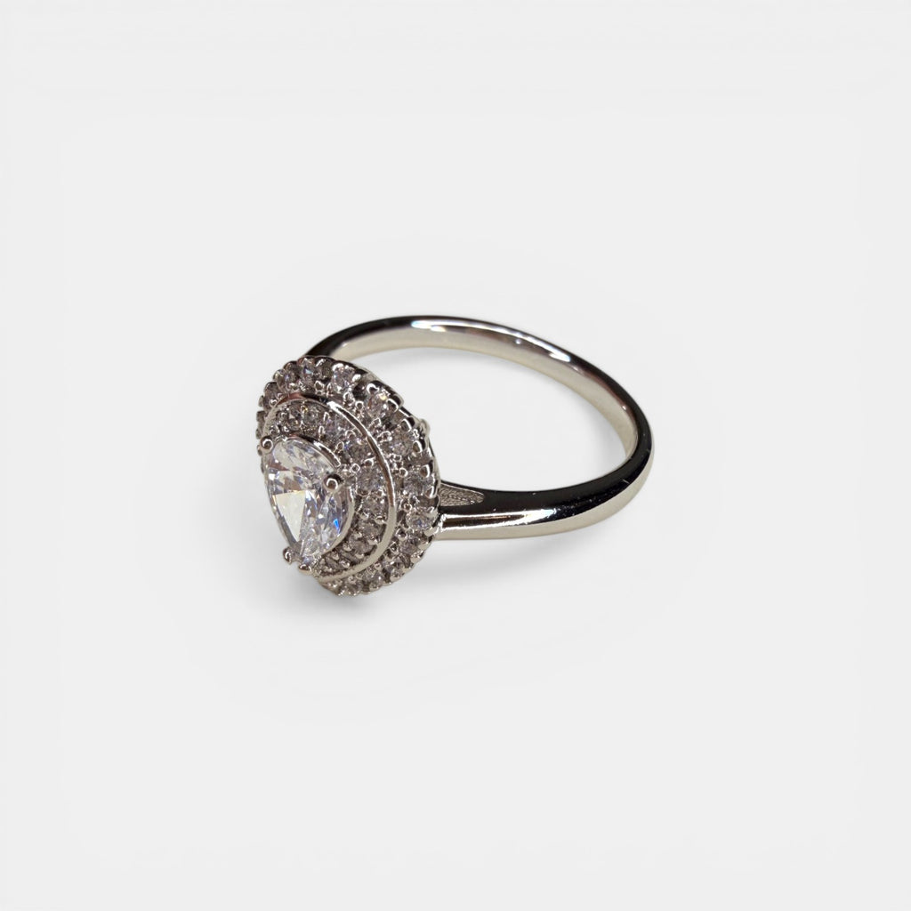 Dewdrop White Gold Plated Ring